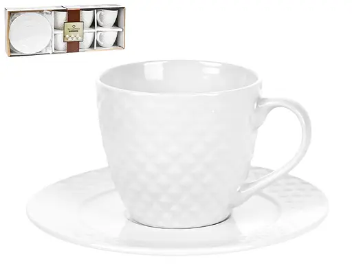Фарфоровый кофейный сервиз Stenson R96396 на 6 персон 260мл Набор для кофе 12 предметов Белый - фото 1
