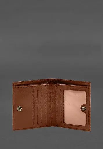 Кожаный портмоне на кнопке Brut светло-коричневый краст - фото 6
