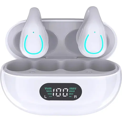 Навушники-кліпси з відкритими вухами, бездротові, Bluetooth 5.3, вкладиші із завушними кріпленнями, 80 годин відтворення з чохлом - фото 1