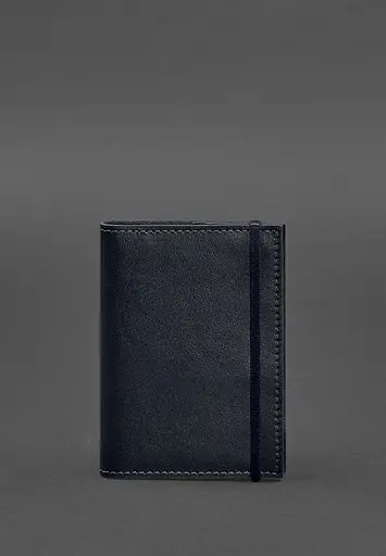 Кожаная обложка для паспорта 1.0 темно-синяя краст - фото 2