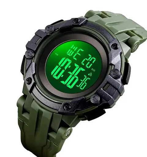 Мужские наручные часы Skmei 1545 Черный циферблат Зеленые - фото 4
