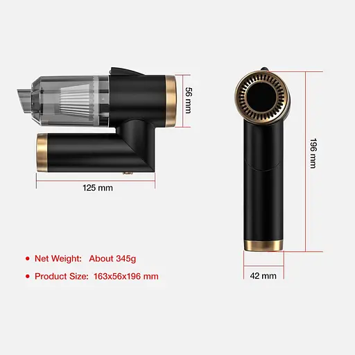 Пылесос автомобильный Q8 портативный аккумуляторный мощный Black (16315) - фото 4