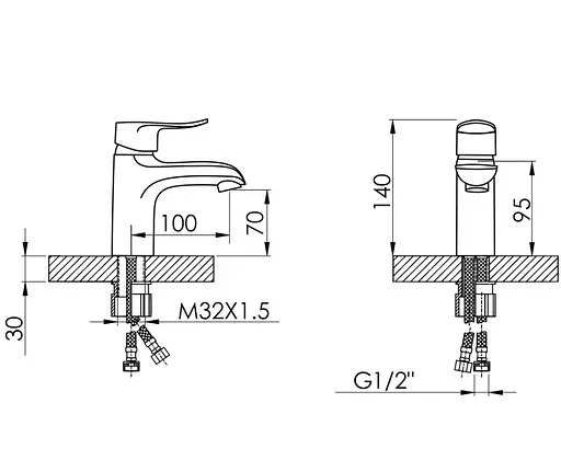 Змішувач для раковини Lidz Wieza 001 (k35) LDWIE001CRM45409 - фото 2