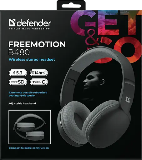 Наушники FreeMotion B480 Bluetooth Black (63480) Defender teh0021311 - фото 5
