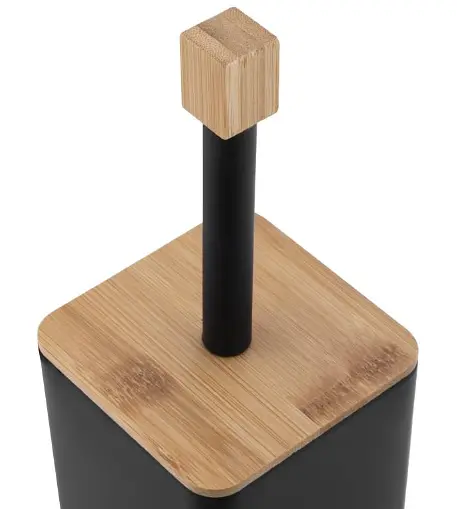Стойка для ершика и туалетной бумаги Yoka Saki black bamboo PD.SAKI-BLK, Черный матовый - фото 6