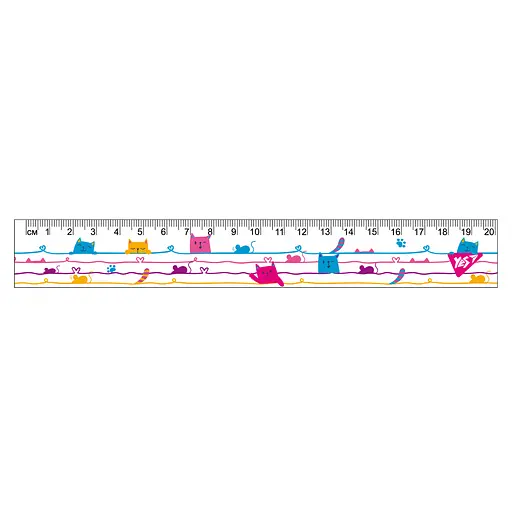 Лінійка YES Cats, 20 см, 10 шт. в упаковці