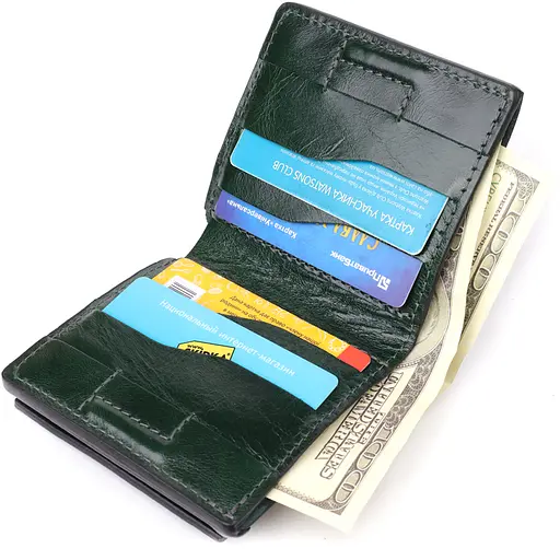 Кошелек в два сложения из натуральной гладкой кожи Grande Pelle 9.5х10х2 см acs0029665 - фото 8