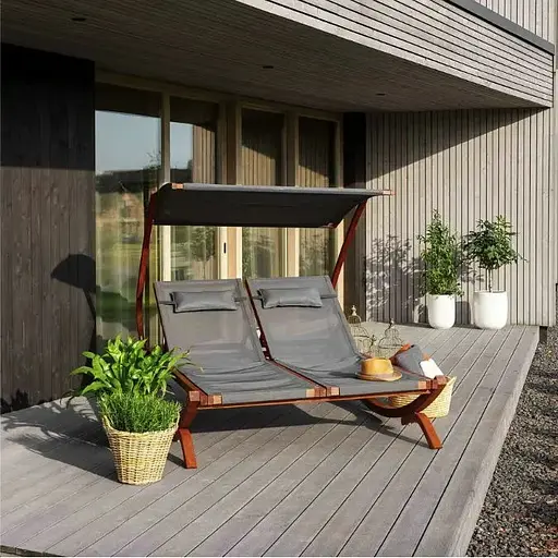 Садовый шезлонг Di Volio Pionza двухместный серый - фото 2