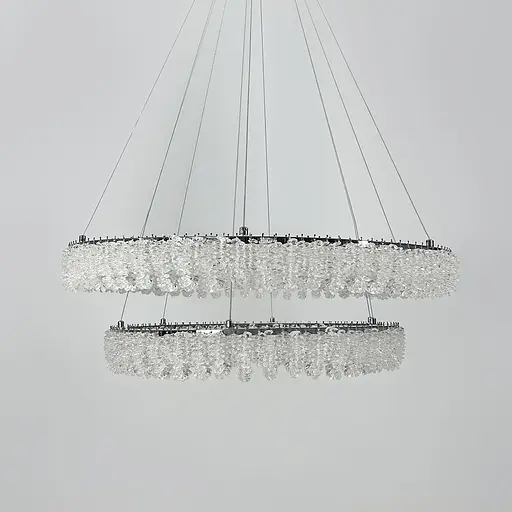 Кільцева кришталева люстра в хромі на 2 яруси 80+60 см | Арт. 33038-800+600 CH | Line F - фото 1