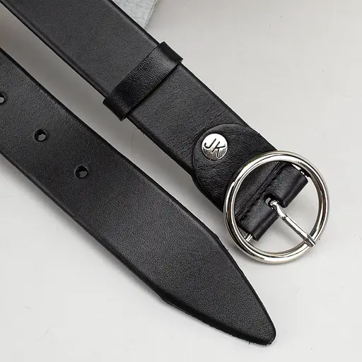 Ремень женский кожаный с круглой пряжкой JK-3542 черный (125 см) Black - фото 4