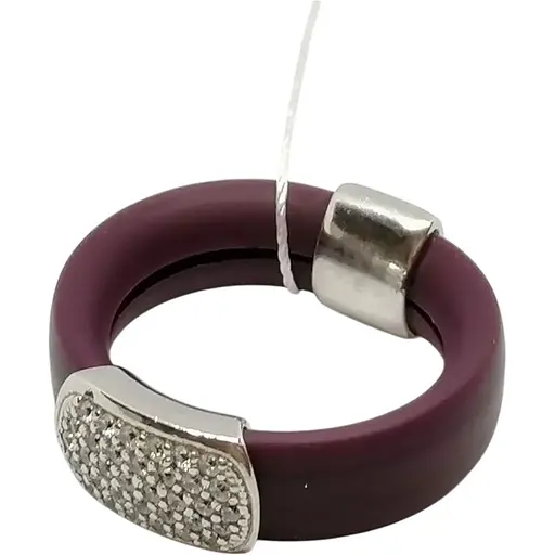 Серебряное кольцо Империя золота с фианитами и каучуком. Артикул КВ1047С 17