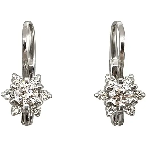 Золотые серьги с бриллиантами. 214176 - фото 1