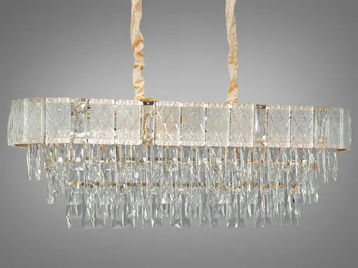 Ефектна кришталева люстра підвіс овальної форми,10 ламп, золото - фото 3