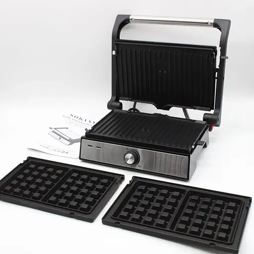 Электрогриль Sokany SK-08092 3в1 прижимной с антипригарным покрытием 1500Вт Серебристый - фото 2