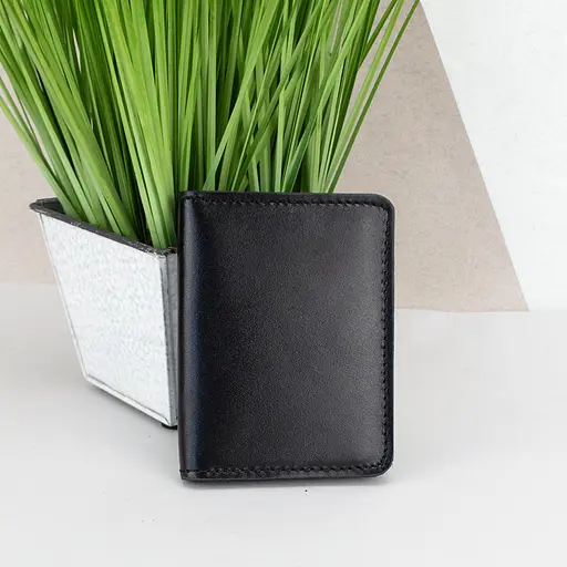 Обложка на ID паспорт, права кожаная на кнопке черная Handycover 0037 - фото 1