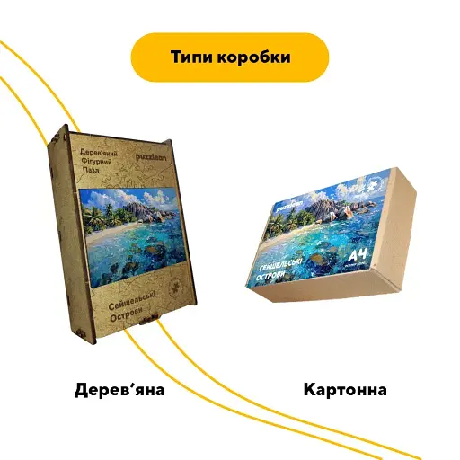 Дерев'яний фігурний пазл Сейшельські Острови, А5, Дерев'яна коробка 35 елементів - фото 3
