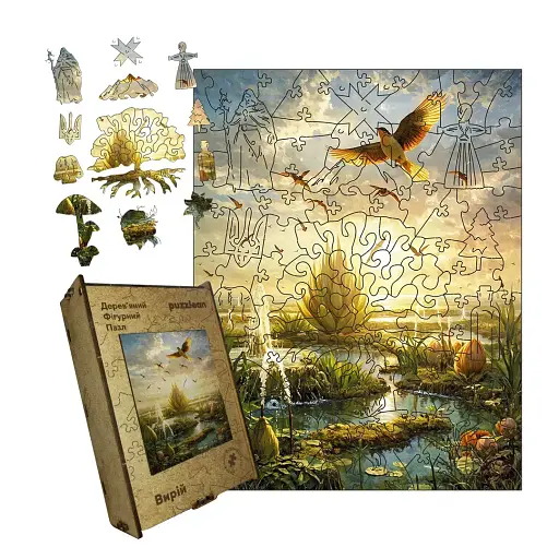 Деревянный фигурный пазл Вирий, А2, Деревянная коробка 300+ элементов