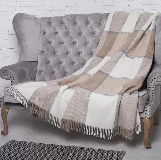 Плед вовняний Vladi Ельф 140х200 біло-бежево-сіро-блакитний 4 (1062) - фото 1