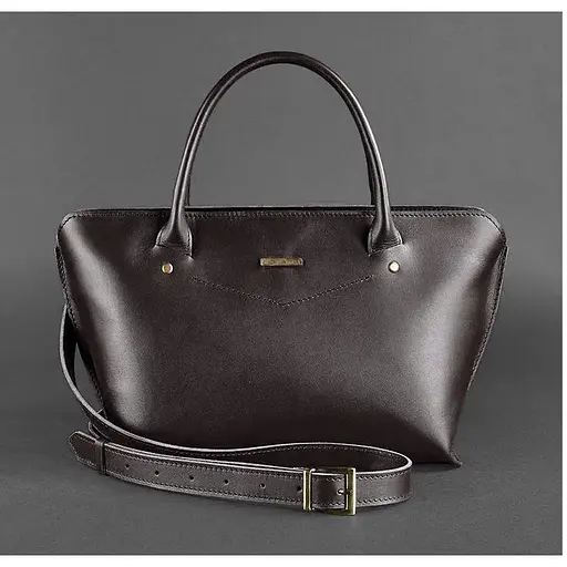 Женская кожаная сумка Midi темно-коричневая - фото 1