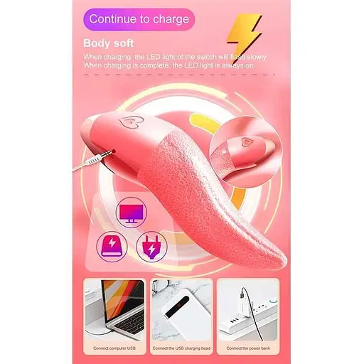 Клиторальный вибратор силиконовый Гибкий язычок с 10 режимами вибрации розовый 7,3 см - фото 3