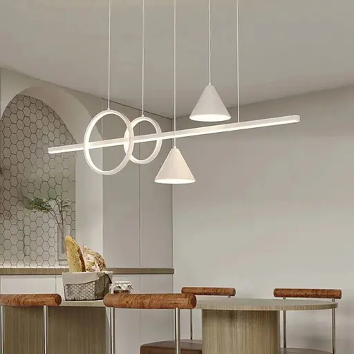 Видовжена біла LED люстра з 2 конусними плафонами Line.F Довжина 120 см - фото 3