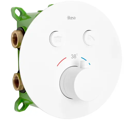 Душова система прихованного монтажу Rea Lungo Miler + Box White Matt 3 термостатом REA-P6614, Білий матовий - фото 2