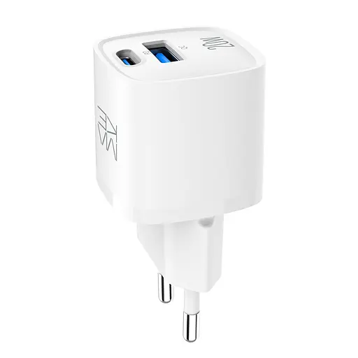 Зарядний пристрій мережевий MAKE 20W GaN3 Mini Type-C PD3.0 + USB QC3.0 White - фото 7