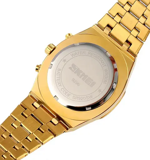 Чоловічий наручний класичний годинник Skmei 9296 (Золотий) - фото 5
