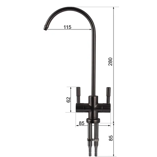 Кран для обратного осмоса Globus Lux Lazer GLLR-76A-GP графитовый смеситель с поворотным изливом для воды и минерализатора - фото 6