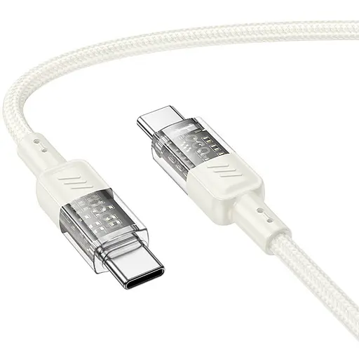 Дата кабель Hoco U129 Spirit Transparent Type-C to Type-C 60W (1.2m) Biege - фото 2