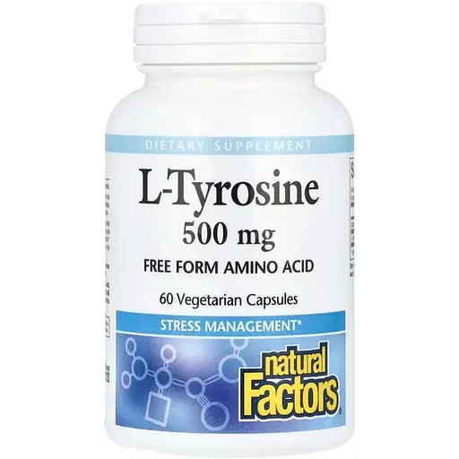 L-тирозин Natural Factors L-Tyrosine 1000 mg, 60 вегакапсул для підтримки мозку