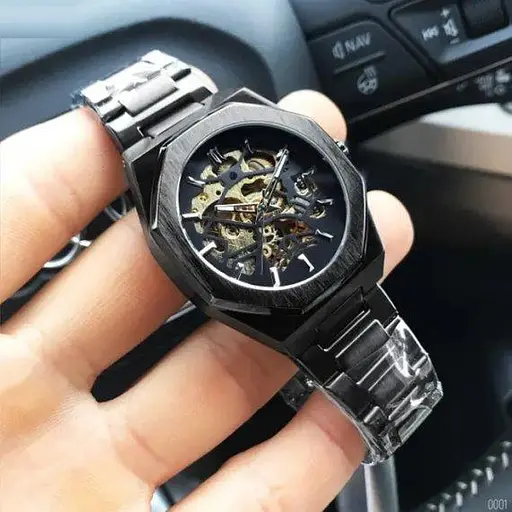 Мужские механические наручные часы Forsining Gusto (Черные) - фото 5