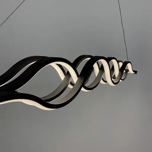 Видовжена чорна LED люстра-хвиля у стилі хай-тек в двох розмірах Line.F Довжина 120 см - фото 5