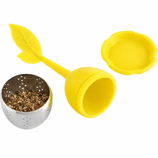 Заварник ситечко для заваривания для чая силиконовый в форме листочка Желтый 88270 - фото 6