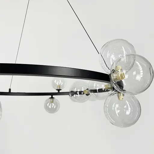 Кільцева чорна люстра з 18 прозорими плафонами Ø 95 см | Line F | Арт. BM62/18 BK+CL - фото 2