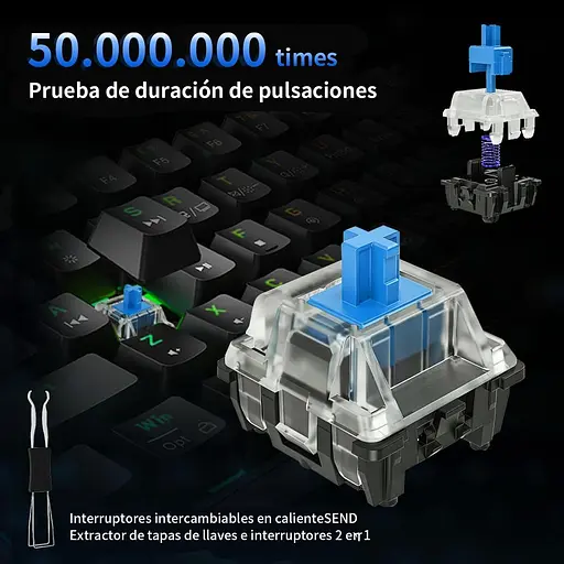 Механічна клавіатура BNFU, 61 багатокольорова RGB-клавіша зі світлодіодним підсвічуванням, міні-офісна клавіатура для Window - фото 2