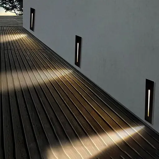 Світильник для сходів у чорному корпусі із світловою лінією 202х57 мм | Line F | Арт. 10018 - фото 1