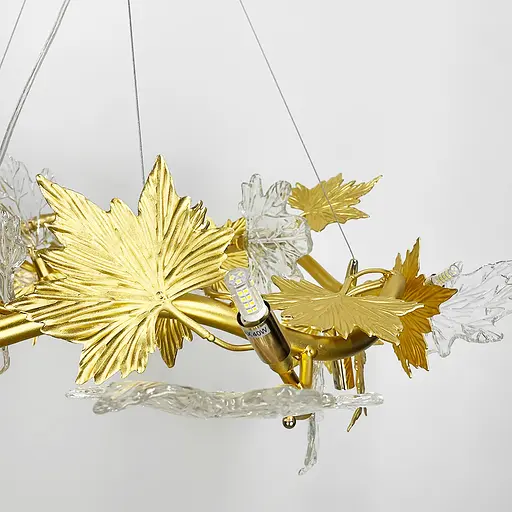 Люстра с декоративной листвой клена Ø100 см | Ст. MD 6015-1000 GD Line F - фото 2