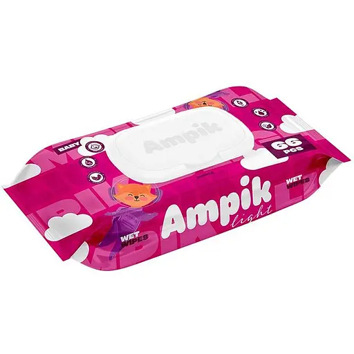 Вологі серветки Ampik Light дитячі 66 шт. рожеві - фото 1