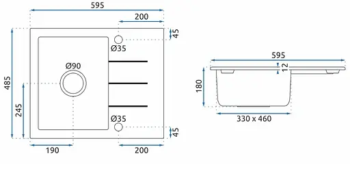 Кухонна мийка гранітна Rea North grey ZLE-00128, Сірий - фото 8