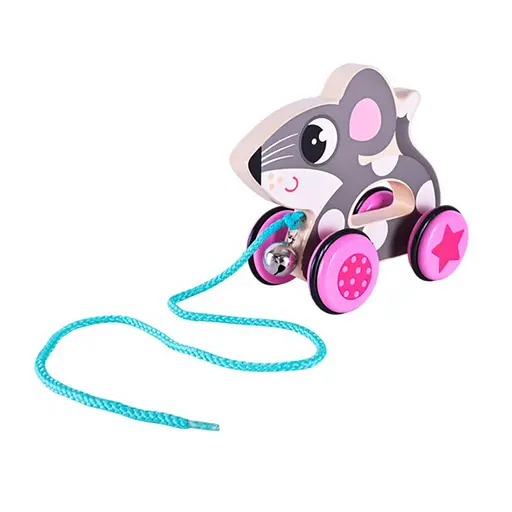 Дитяча дерев’яна каталочка "Мишеня" C15030-3 на мотузці