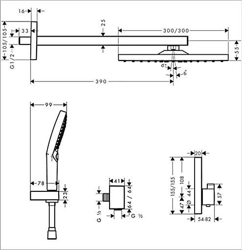 Душова система прихованого монтажу Hansgrohe Raindance E/ShowerSelect E з термостатом Matt Black 27939670, Чорний матовий - фото 2