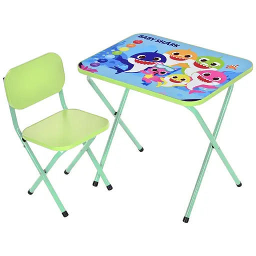 Детский столик Bambi M 5960-5 Baby Shark складной со стульчиком лайм