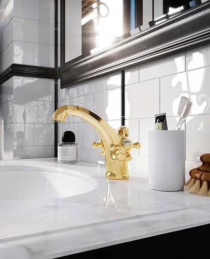 Смеситель для умывальника Kludi Adlon DN 15 золотой 510104520 - фото 2