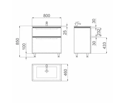 Тумба підлогова Sanwerk Амата 81 Білий з умивальником Клеа (MV0000795) Білий - фото 2