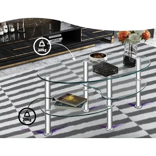 Журнальный столик Costway Lifezeal стеклянный - фото 2