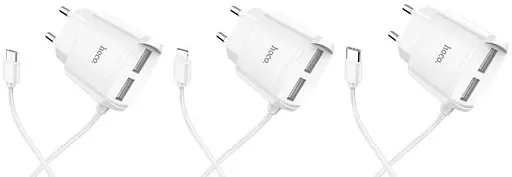 Блок питания iPhone 5 6 7 8 11 сетевое зарядное 2 юсб порта Hoco c59a - фото 4