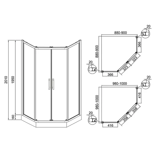 Душевая кабина Eger Iris 90x90 на низком поддоне 599 -142, Хром - фото 3