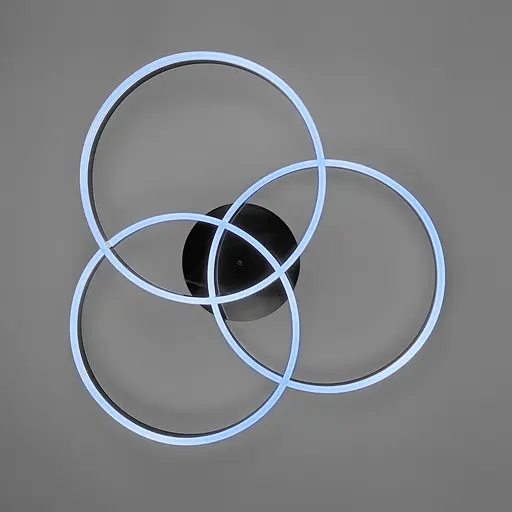 Світлодіодна чорна люстра на 3 кільця 77х80 см з пультом 3 режими світла | Line F | Арт. A55067/3A BR BK - фото 3