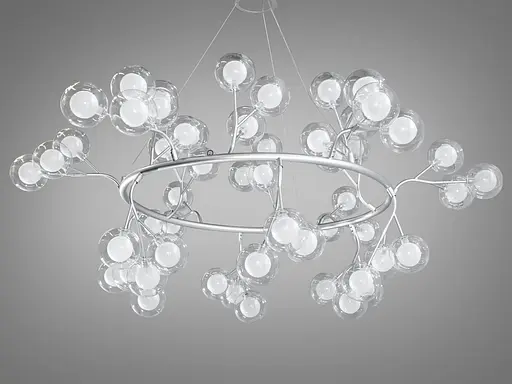 Мінімалістична підвісна люстра для вітальні "Світлячок", 54 лампи,хром - фото 2